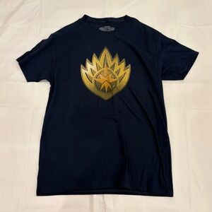 Marvel Black Tee with Gold Emblem